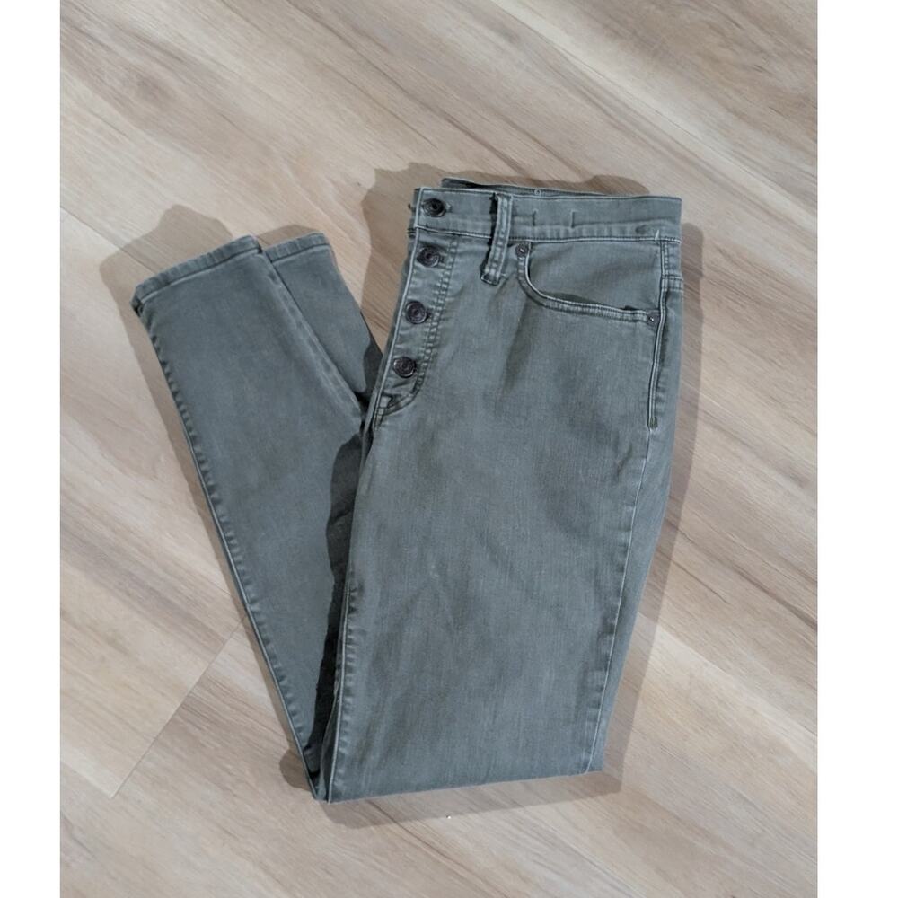 Madewell | 9" High Rise Skinny Button Fly Green Denim Jeans | Size 30